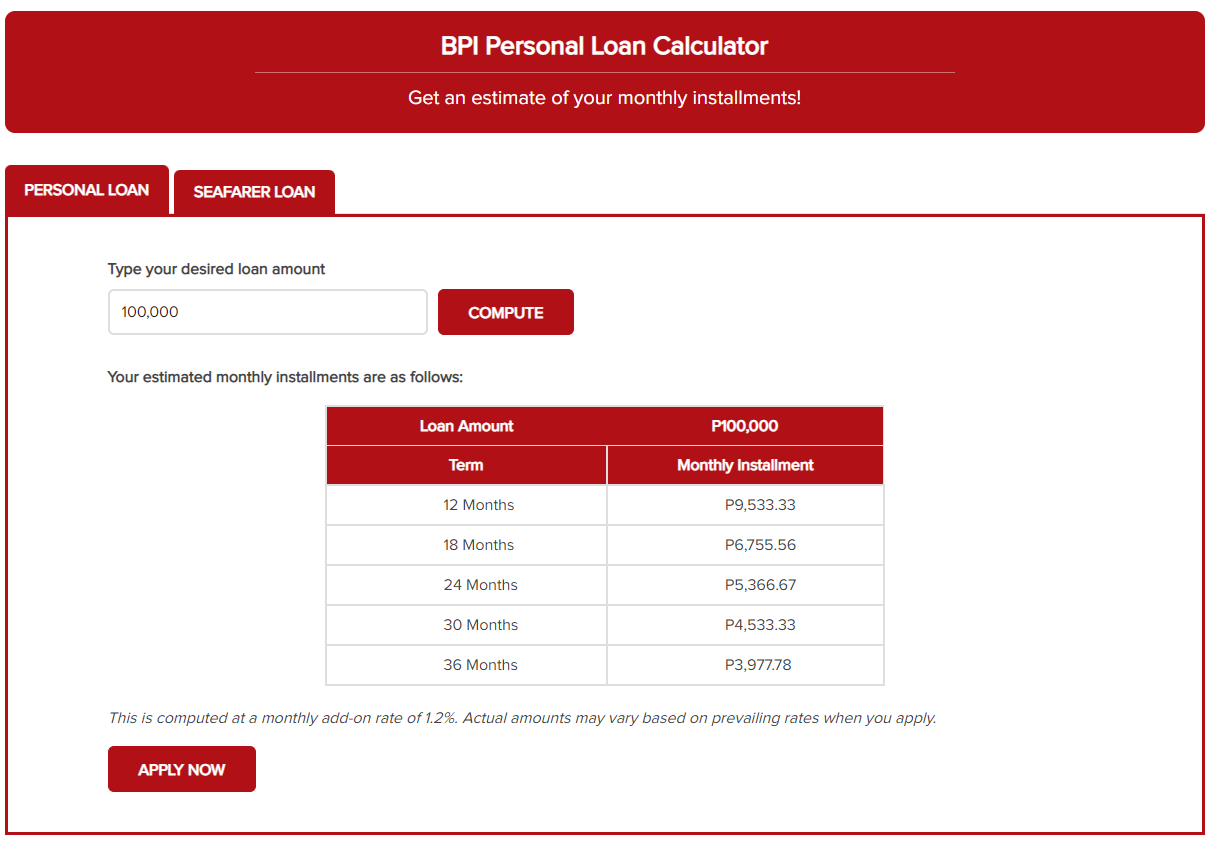 Metrobank loan deals calculator